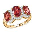 Lab Created Padparadscha Sapphire, Lab Created White Sapphire Ring in 18K Vermeil YG Over Sterling Silver (Size 10.0) 4.50 ctw - Sticky add to cart bar