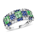 Lab Created Mint Green, Blue and White Sapphire 3.55 ctw Ring in Rhodium Over Sterling Silver (Size 10.0) - Sticky add to cart bar