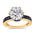 Heart & Arrow Cut Moissanite and Blue Sapphire 4.85 ctw Ring in 18K Vermeil Rose Gold Over Sterling Silver - Sticky add to cart bar