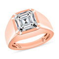Asscher Cut Moissanite Mens Ring in 18K Vermeil Rose Gold Over Sterling Silver (Size 10.0) 5.20 ctw - Sticky add to cart bar