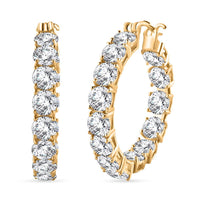 100 Facet Moissanite Hoop Earrings in 18K Vermeil Yellow Gold Over Sterling Silver 13.75 ctw