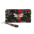 Chunma Black & Multi Color Graffiti Design Vegan Leather Zipper Wristlet Wallet - Sticky add to cart bar