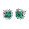Emeraldine Quartz (Triplet) and White Zircon 3.00 ctw Earrings in Rhodium Over Sterling Silver - Sticky add to cart bar