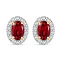 D'Joy Lab Created Padparadscha and White Sapphire 1.65 ctw Celestial Halo Earrings in 18K Vermeil Yellow Gold Over Sterling Silver - Sticky add to cart bar