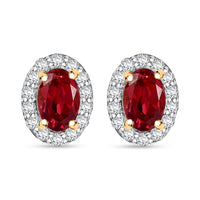 D'Joy Lab Created Padparadscha and White Sapphire 1.65 ctw Celestial Halo Earrings in 18K Vermeil Yellow Gold Over Sterling Silver