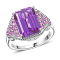 Lab Created Purple and Pink Sapphire 11.70 ctw Ring in Platinum Over Sterling Silver (Size 10.0) - Sticky add to cart bar