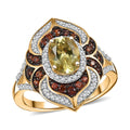 Yellow Apatite, Brown and White Zircon 2.25 ctw Ring in 18K Vermeil Yellow Gold Over Sterling Silver (Size 7.0) - Sticky add to cart bar