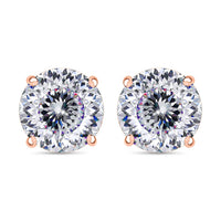120 Facet Moissanite Solitaire Stud Earrings in 18K Vermeil Rose Gold Over Sterling Silver 2.00 ctw