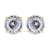 120 Facet Moissanite Solitaire Stud Earrings in 18K Vermeil Rose Gold Over Sterling Silver 2.00 ctw