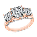 Heart and Arrow Cut Moissanite 5.35 ctw Ring in 18K Vermeil Rose Gold Over Sterling Silver - Sticky add to cart bar