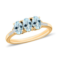 Luxoro Premium Santa Maria Aquamarine and G-H I2 Diamond 1.30 ctw Ring in 14K Yellow Gold