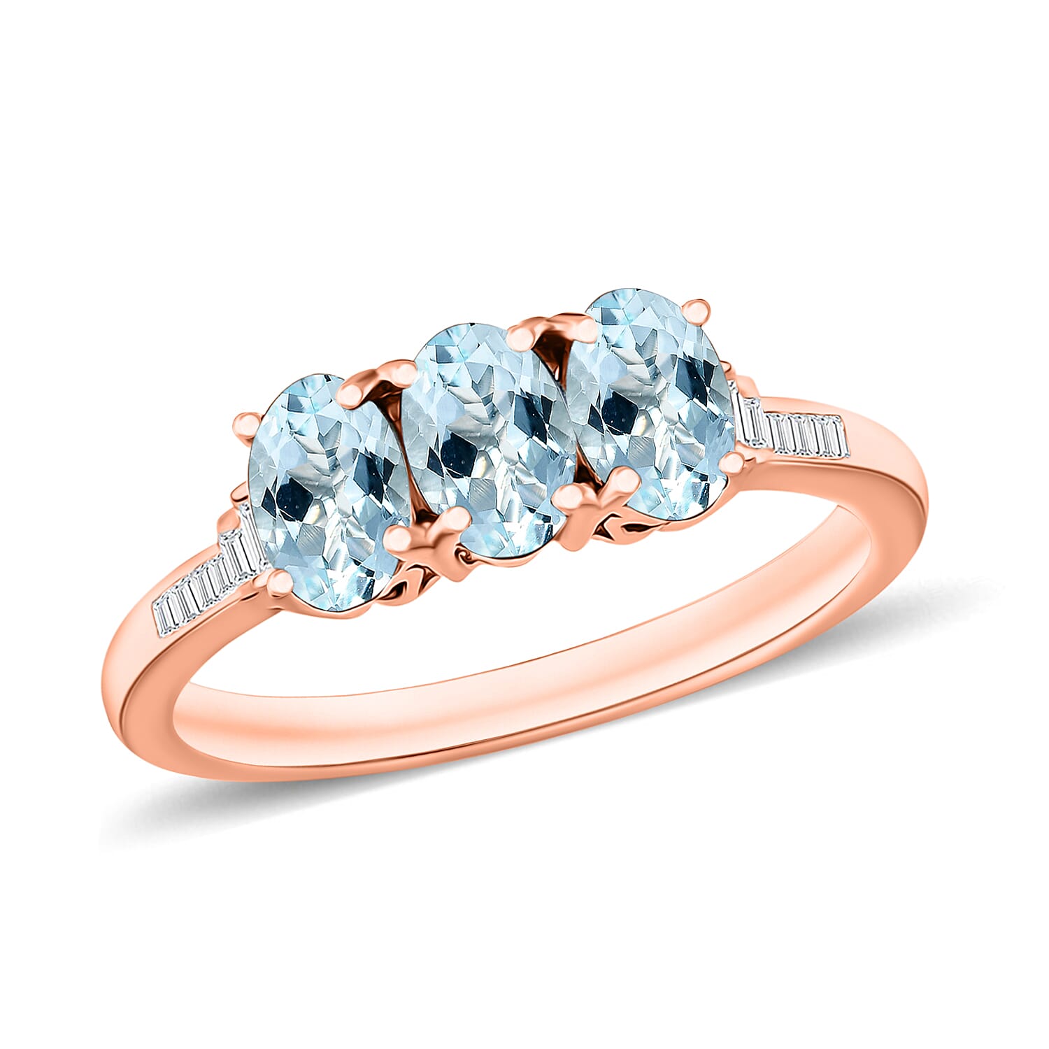 Luxoro Premium Santa Maria Aquamarine and G-H I2 Diamond 1.30 ctw Ring