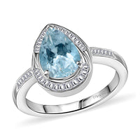Premium Mangoro Aquamarine and Diamond 1.90 ctw Ring in Rhodium Over Sterling Silver (Size 10.0)
