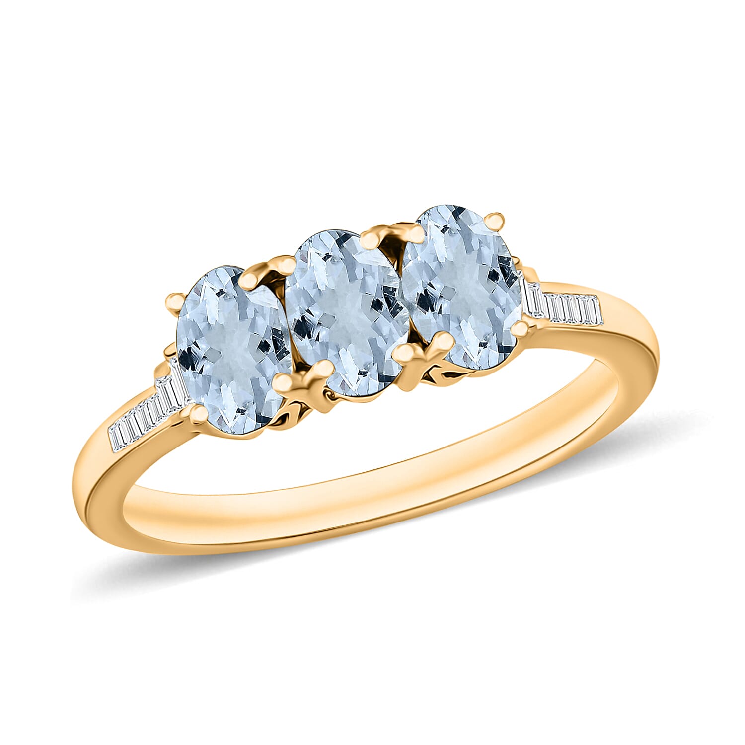 Luxoro Premium Santa Maria Aquamarine and G-H I2 Diamond 1.30 ctw Ring