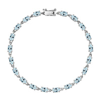 Premium Santa Maria Aquamarine 3.60 ctw Bracelet in Rhodium Over Sterling Silver (6.50 In)