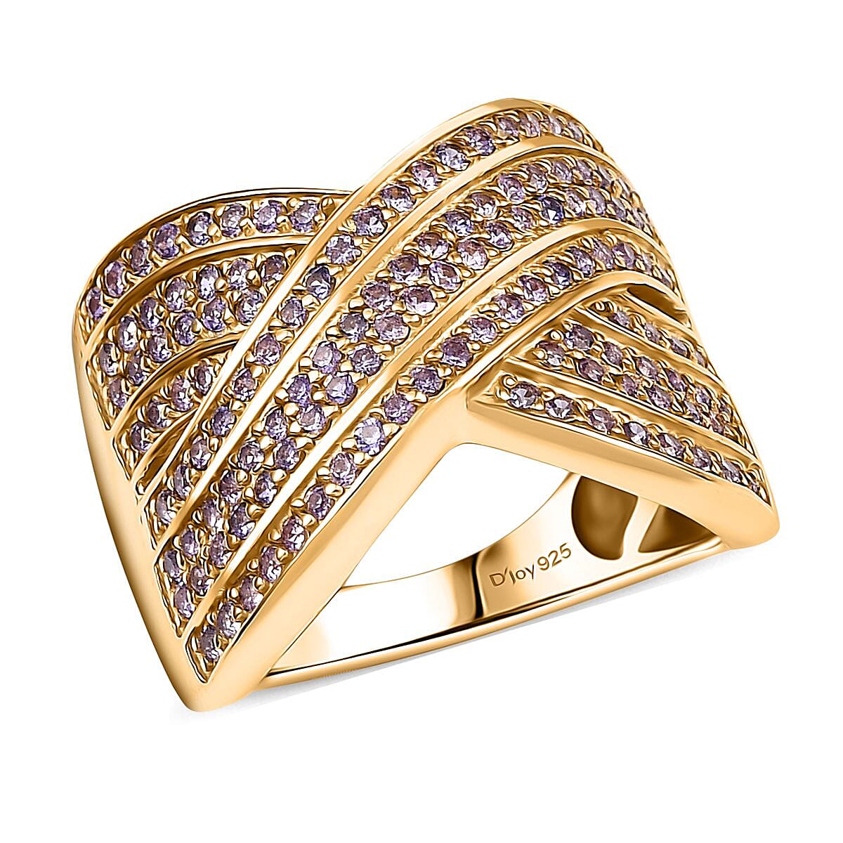 Lab Created Purple Sapphire 1.40 ctw Ring in 18K Vermeil Yellow Gold Over Sterling Silver