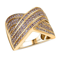 Lab Created Purple Sapphire 1.40 ctw Ring in 18K Vermeil Yellow Gold Over Sterling Silver