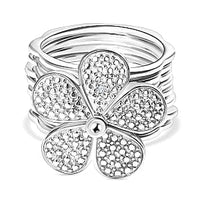 White Diamond Ring (Size 8.0) or Convertible Bracelet in Silvertone