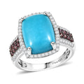Premium Sleeping Beauty Turquoise, Multi Gemstone Ring in Rhodium OverSterling Silver (Size 10.0) 6.10 ctw - Sticky add to cart bar