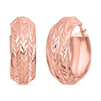 Sterling Silver Leaf Engraved Hoop Earrings 4 Grams