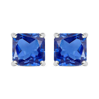 Luxoro Premium Asscher Cut Tanzanite 4.00 ctw Stud Earrings in 14K White Gold