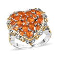 Crimson Fire Opal Flaming Love Ring in 18K Vermeil YG and Rhodium Over Sterling Silver (Size 10.0) 2.20 ctw - Sticky add to cart bar