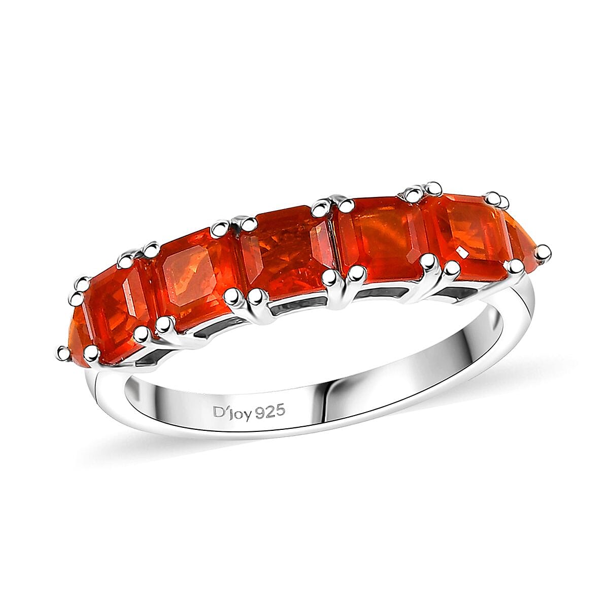 Crimson Fire Opal 1.65 ctw Blazing Eternity Ring in Rhodium Over Sterling Silver (Size 10.0)