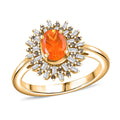 Crimson Fire Opal, Natural Champagne and White Diamond (0.35 cts) Sunkissed Spark Ring in 18K Vermeil YG Over Sterling Silver (Size 10.0) (Del. In 8-10 Days) 1.00 ctw - Sticky add to cart bar