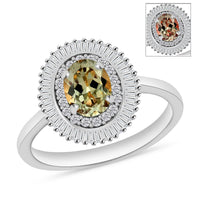 Luxoro Premium Turkizite and G-H I2 Diamond Ring in 14K White Gold (Size 10.0) 1.05 ctw