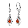 D'Joy Crimson Fire Opal and White Zircon 1.10 ctw Fiery Teardrop Earrings in Rhodium Over Sterling Silver - Sticky add to cart bar