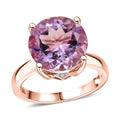 Rose De France Amethyst and White Zircon 6.15 ctw Ring in 18K Vermeil Rose Gold Over Sterling Silver (Size 10.0) - Sticky add to cart bar