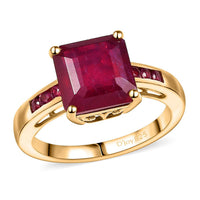 Premium Niassa Ruby (FF) Solitaire Ring in 18K Vermeil YG Over Sterling Silver (Size 10.0) 8.20 ctw