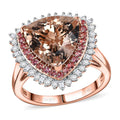 Luxoro AAA Mangoro Morganite, Padparadscha Sapphire (BT) and G-H I2 Diamond 6.00 ctw Ring in 14K Rose Gold (Size 8.0) - Sticky add to cart bar