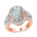Premium Ethiopian Welo Opal and White Zircon 5.75 ctw Ring in 18K Vermeil Rose Gold Over Sterling Silver - Sticky add to cart bar