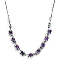African Amethyst Necklace (18-20 Inches) in Stainless Steel 3.10 ctw