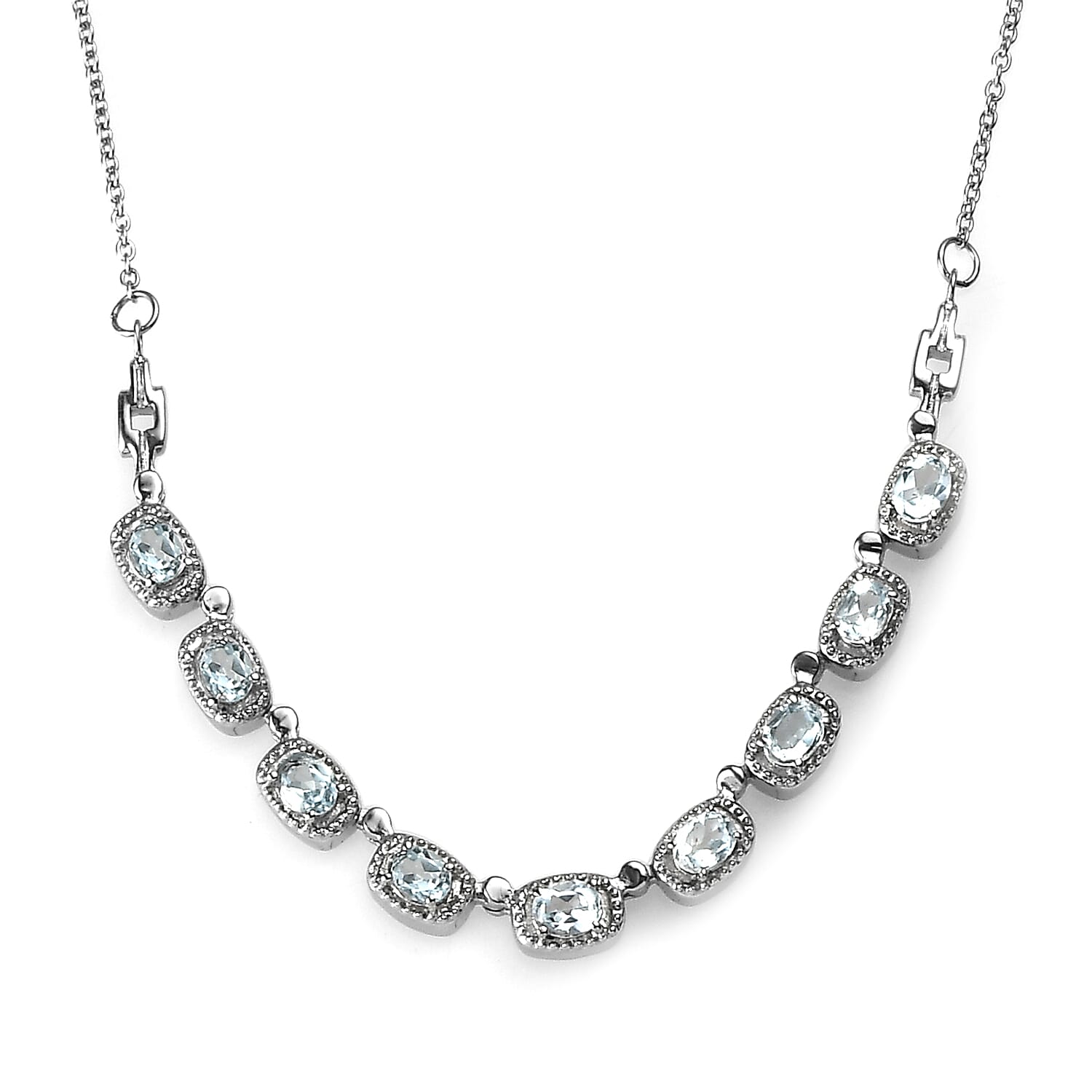 Sky Blue Topaz 4.00 ctw Necklace in Stainless Steel 18 Inches