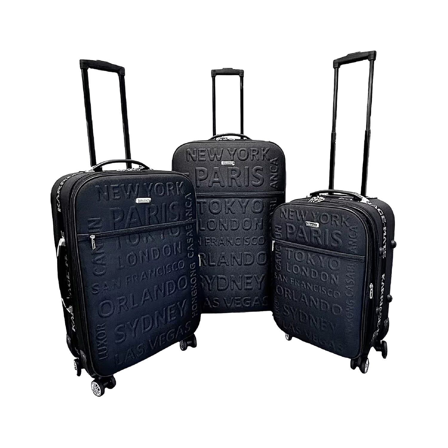 Karriage Mate 3pc Expandable Softshell Spinner Luggage Set -Black (28", 24", 20")