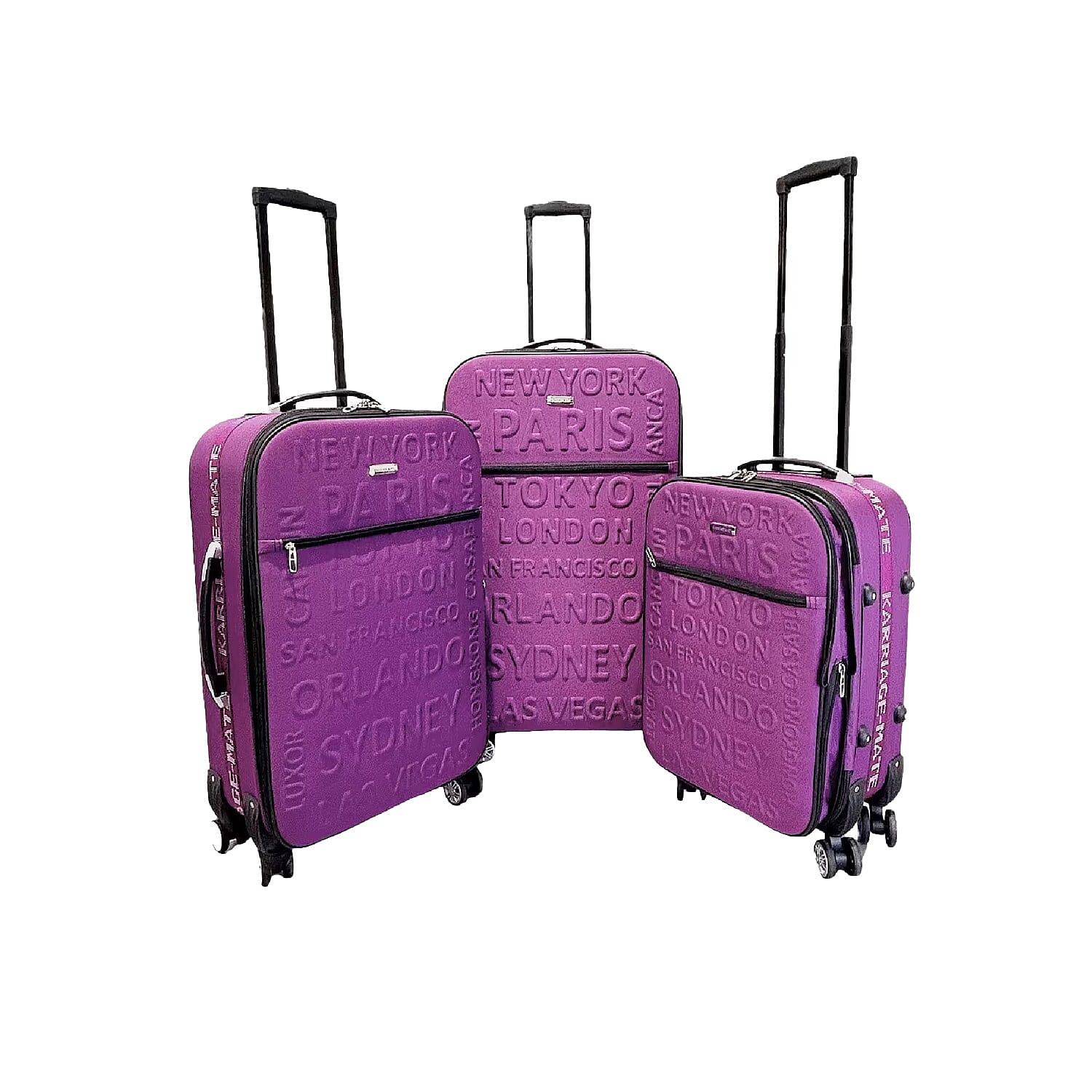 Karriage Mate 3pc Expandable Softshell Spinner Luggage Set -Black