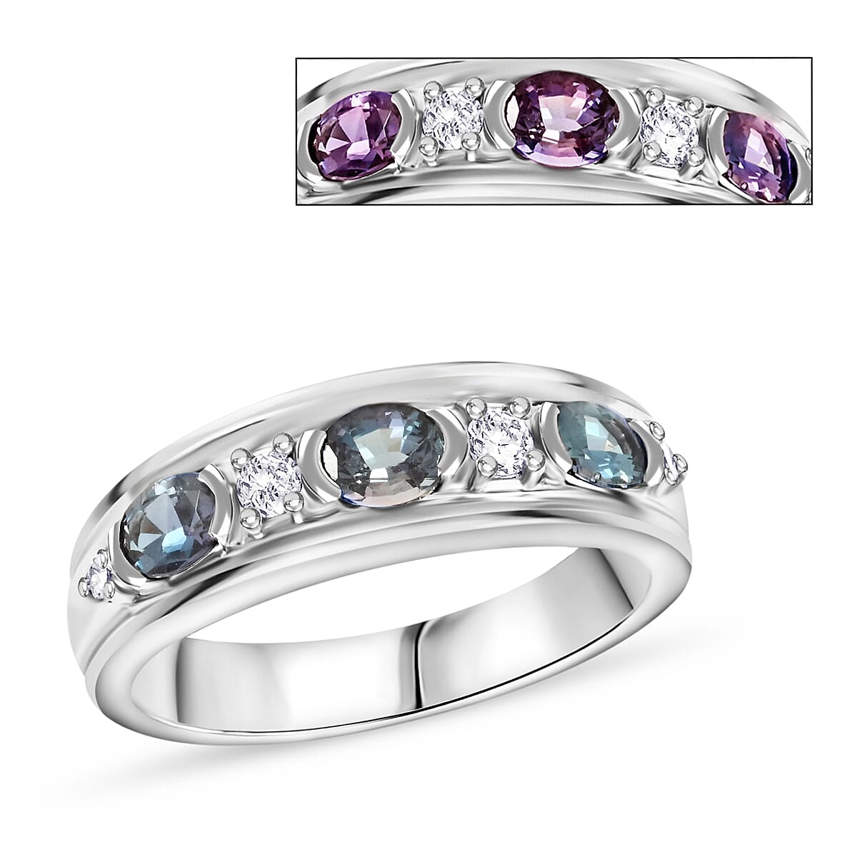 Chairman Vault Collection Certified & Appraised 900 Platinum AAAA Narsipatnam Alexandrite, Diamond (E-F, VS) Ring (Size 10.0) (7.50 g) 0.71 ctw