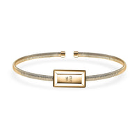 Luxoro Bar Bangle Bracelet in 10K Yellow Gold (7.25 In) 5.87g Included 2.49grams Titanium Weight