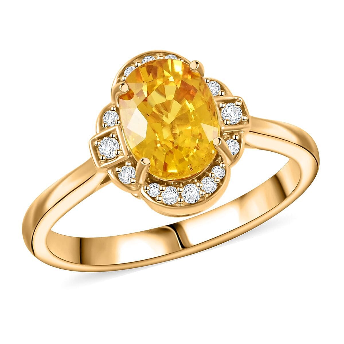 Certified & Appraised Luxoro AAA Ilakaka Yellow Sapphire and I2 Diamond 1.80 ctw Ring in 14K Yellow Gold (Size 10.0)