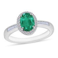 Kagem Zambian Emerald and White Diamond 1.50 ctw Ring in 18K Vermeil Rose Gold Over Sterling Silver