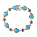 Epic Deal Premium Sleeping Beauty Turquoise, Radiant Ember Garnet Bracelet in 18K Vermeil YG and Rhodium Over Sterling Silver (7.25 In) 10.50 ctw - Sticky add to cart bar