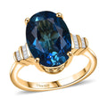 Premium London Blue Topaz and Diamond 8.00 ctw Statement Ring in 18K Vermeil Yellow Gold Over Sterling Silver (Size 10.0) - Sticky add to cart bar