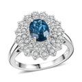 Premium London Blue Topaz, White Zircon Ring in Rhodium Over Sterling Silver (Size 10.0) 2.60 ctw - Sticky add to cart bar