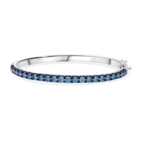 Luxuriant Lab Grown Blue Diamond (IR) (SI) 5.00 ctw Bangle Bracelet in Rhodium Over Sterling Silver (7.25 In)