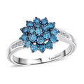 Luxuriant Lab Grown Blue and White Diamond Celestial Bloom Ring in Sterling Silver - Sticky add to cart bar
