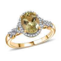 Premium Yellow Apatite and White Zircon 2.30 ctw Ring in 18K Vermeil Yellow Gold Over Sterling Silver (Size 7.0)
