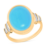 Luxoro Premium Sleeping Beauty Turquoise and G-H I3 Diamond Ring in 10K Yellow Gold (Size 10.0) 8.41 ctw