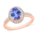 Tanzanite and White Diamond Ring in 18K Vermeil Rose Gold Over Sterling Silver (Size 10.0) 1.60 ctw - Sticky add to cart bar
